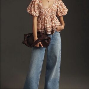 Anthropologie Puff-Sleeve Paisley Top M